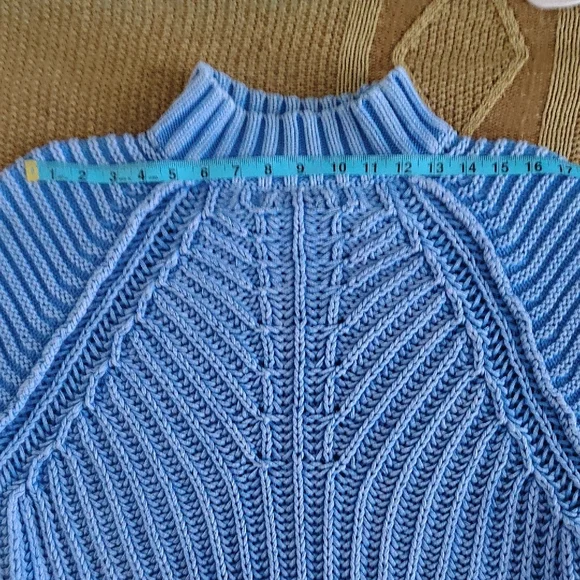 Free People Periwinkle Cable Knit Turtleneck Sweater - Picture 6 of 12